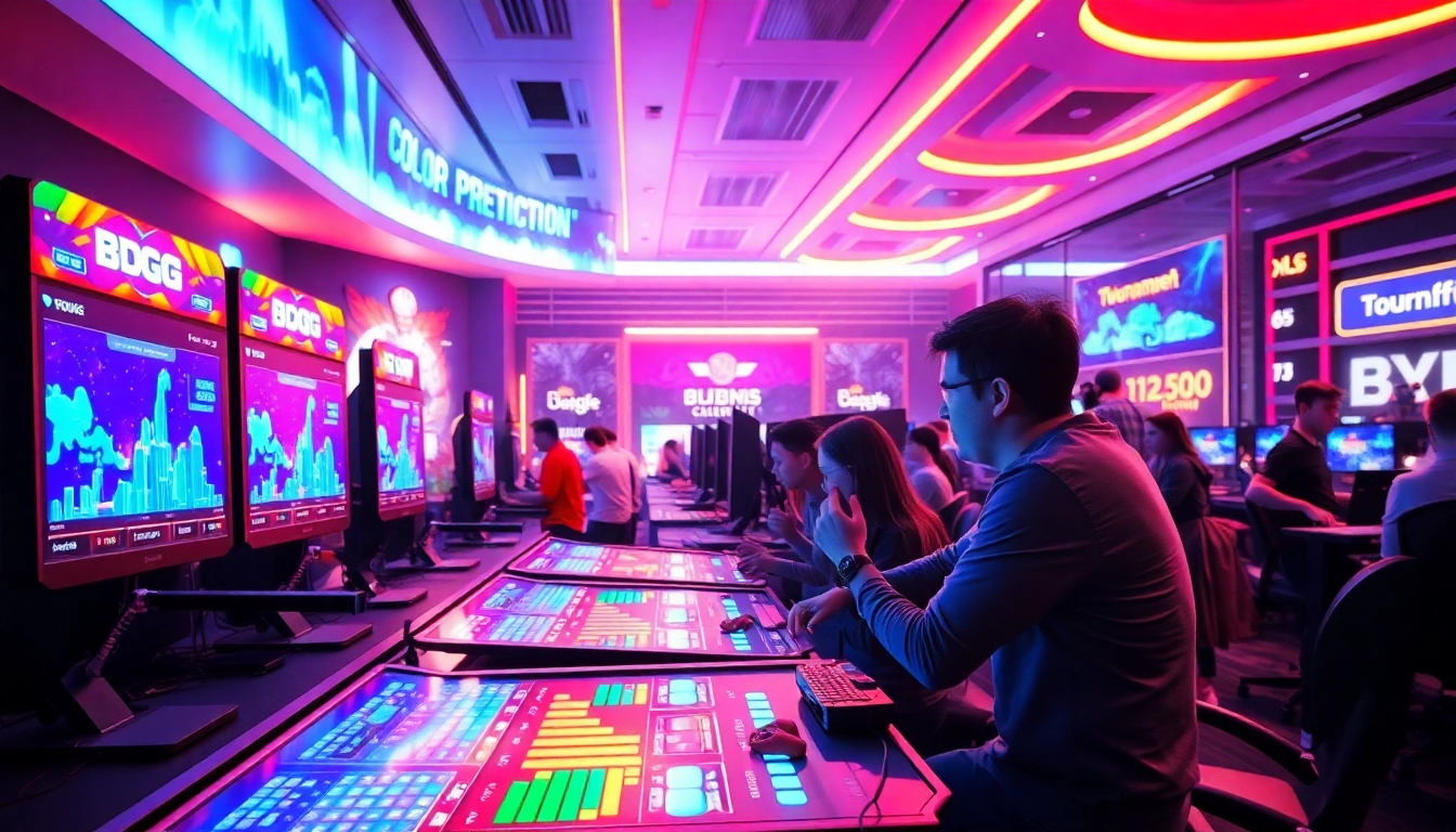 Engaging players enjoying the BDG game in a vibrant gaming environment with colorful predictions.