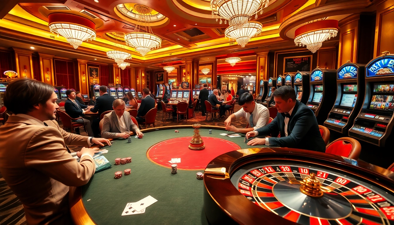 Experience thrilling moments at go8 com with players enjoying high-stakes poker and vibrant slot machines.