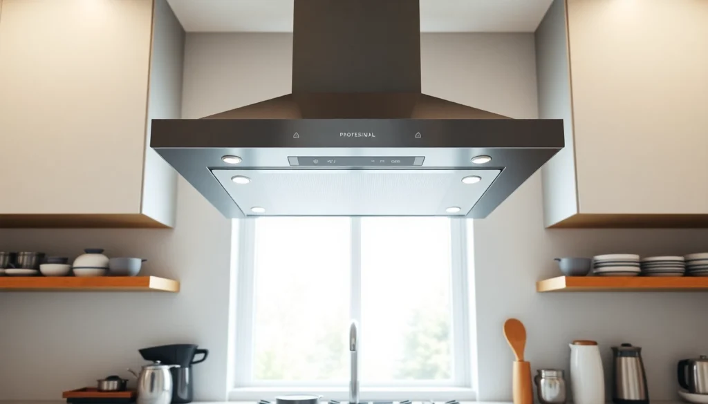 Showcase integrated cooker hood enhancing kitchen aesthetics with sleek design