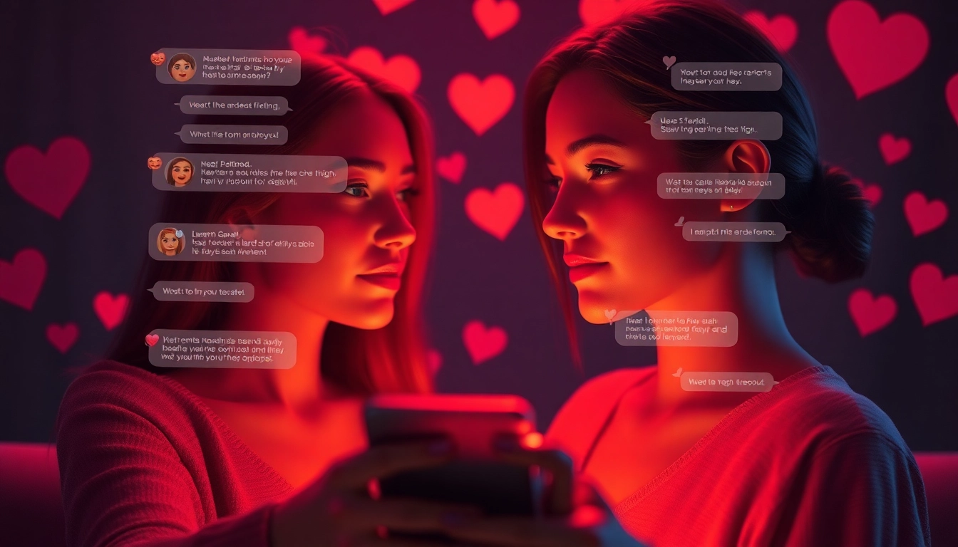 Intimate interaction in sexting AI chat interface with flirty messages and emojis.